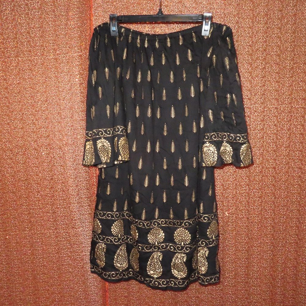 Black & Gold off the Shoulder Dress